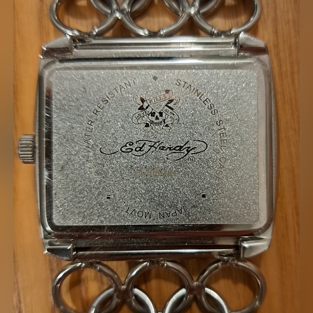 EUC Vintage Y2K Ed Hardy Silver Lynx Sparrow Casual Moto Goth Watch Jewelry - Picture 4 of 5
